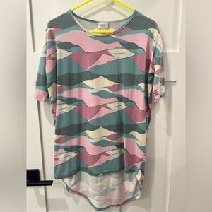 EUC Lularoe Irma Colorful Abstract Patterned Top